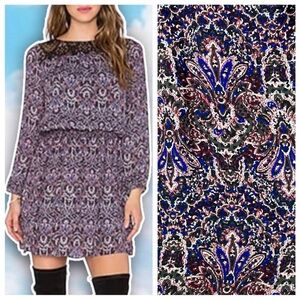 NWOT JOIE Amedeo Silk Long Sleeve Modern Paisley Print Dress Boho Office Funky